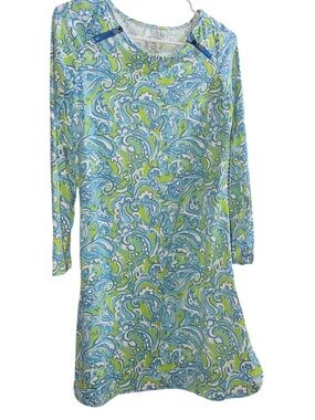 Banana Boat Blue, Teal & Lime Paisley Dress UPF 50+